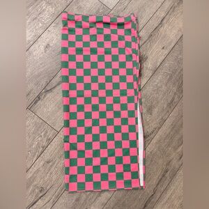 Pink & Green Checkered Skirt | Size M | Bold Dopamine Style